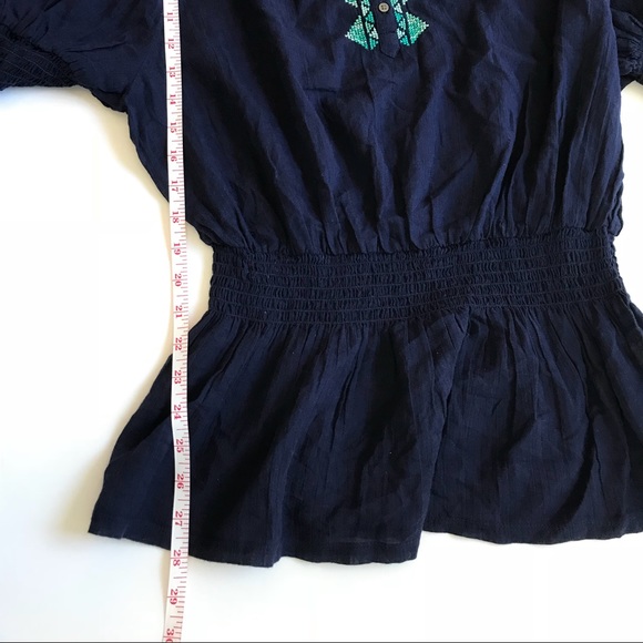 Aeire Blue Peplum Boatneck  Blouse - Picture 6 of 7